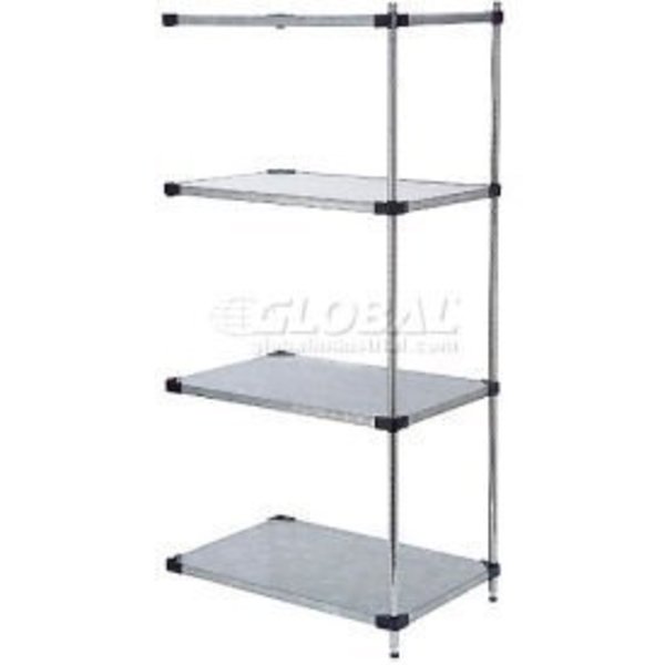 Global Equipment Nexel    4 Tier Shelving Add-On Unit, Solid Galvanized Steel, 36"Wx18"Dx63"H 189920